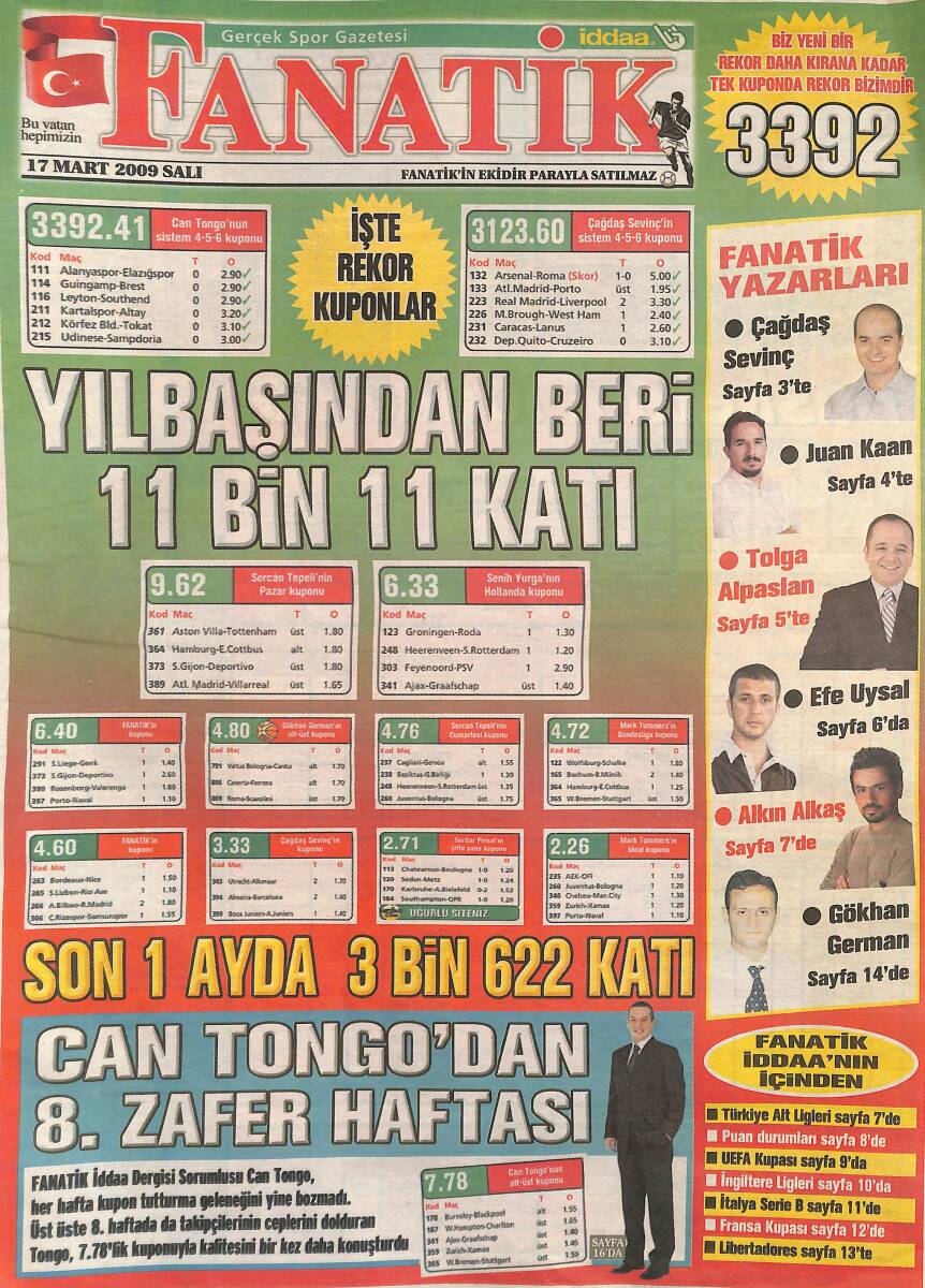 Fanatik Gazetesi 17 Mart 2009 - GZ138016 - 1