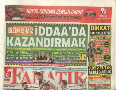 Fanatik Gazetesi 17 Nisan 2015 - Beşiktaş Başkanı Fikret Orman Düşmanlar İçimizde GZ107364 - 1