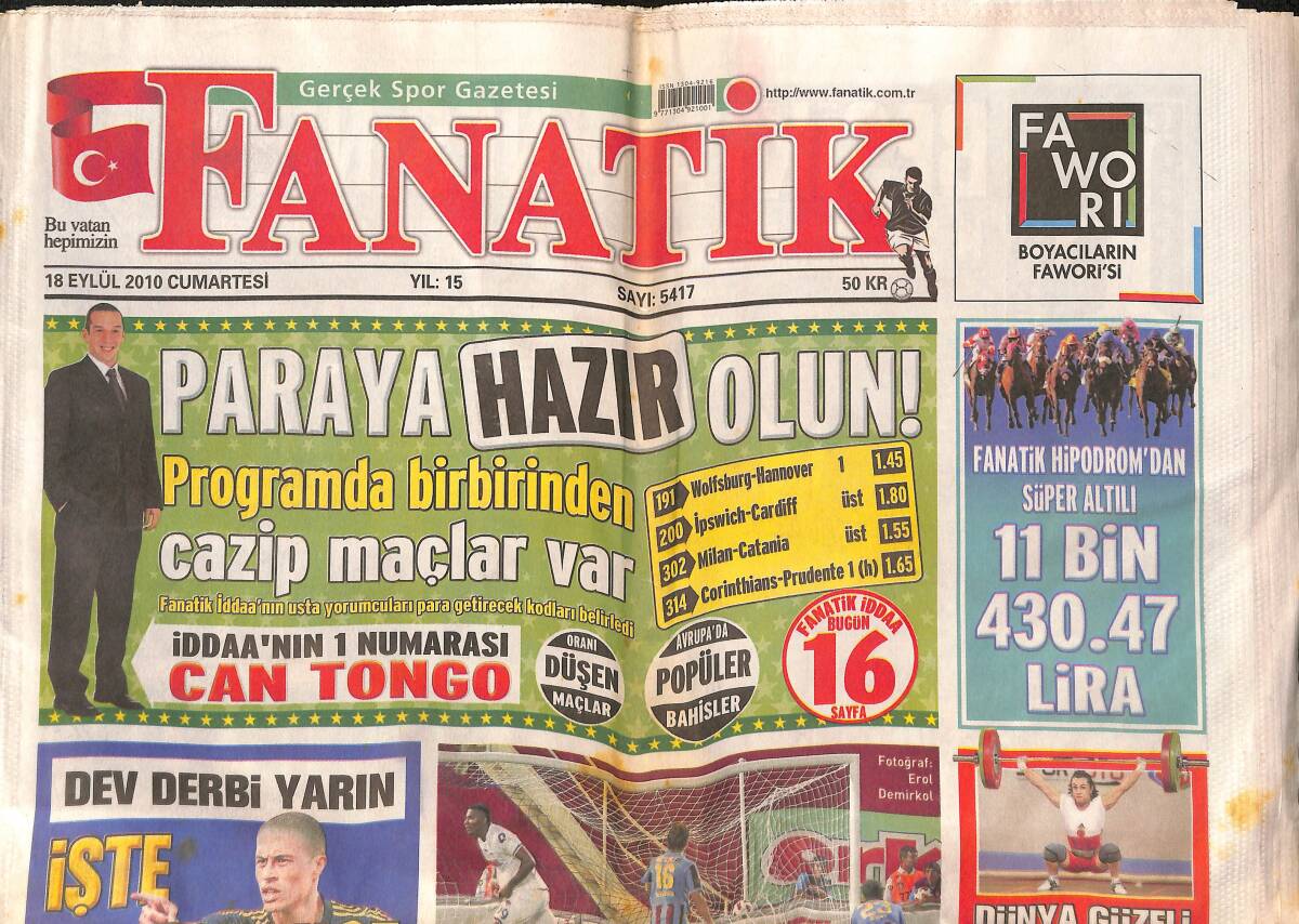 Fanatik Gazetesi 18 Eylül 2010 - Avrupa'da Beşiktaş Durdurulamıyor - Fırtına Manisa'da Durdu - Galatasaray'ı Ocak Ayında Büyük Tehlike Bekliyor GZ132396 - 1
