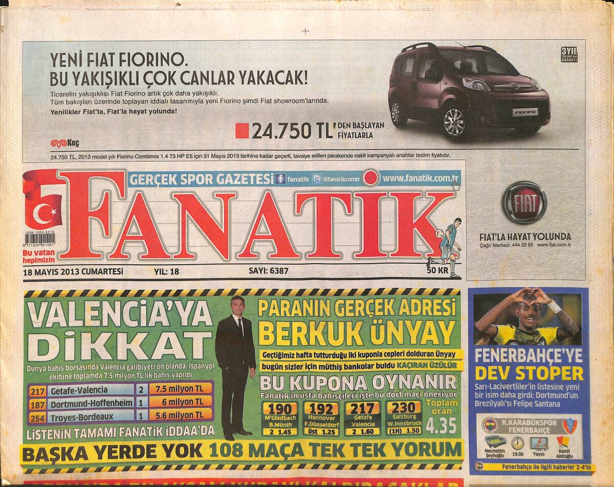 Fanatik Gazetesi 18 Mayıs 2013 - Galatasaray , Arena'da Bu Akşam Kupayı Kaldıracak . Emeği Geçen Herkese Tebrikler GZ159409 - 1