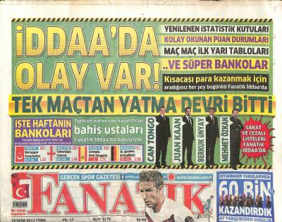 Fanatik Gazetesi 19 Ekim 2012 - Fatih Terim Susuyorsa Nedeni Var - Çaykur Rize Tek Yumruk GZ124621 - 1