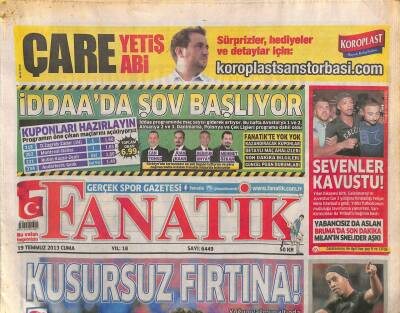 Fanatik Gazetesi 19 Temmuz 2013 - Fenerbahçe Ve Beşiktaşa İyi Haber - Cardozoda Flaş Gelişme GZ106162 - 1