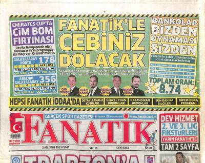 Fanatik Gazetesi 2 Ağustos 2013 - Trabzonspora Hafif Geldi GZ104546 - 1