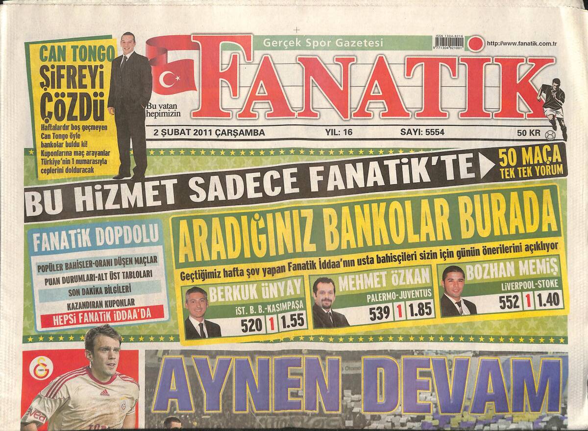 Fanatik Gazetesi 2 Şubat 2011 - Aziz Yıldırım 