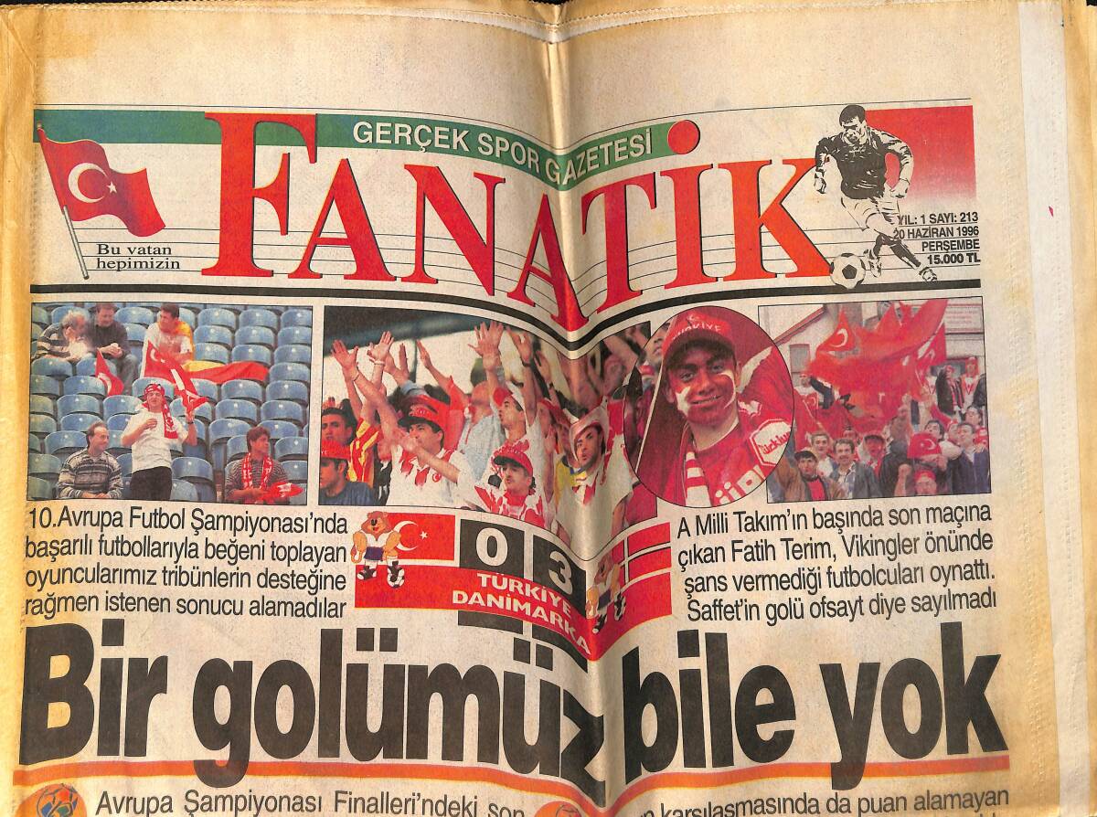 Fanatik Gazetesi 20 Haziran 1996 - Abdullah'a West Ham Talip - Fatih Terim'den Torpilliler GZ159173 - 1