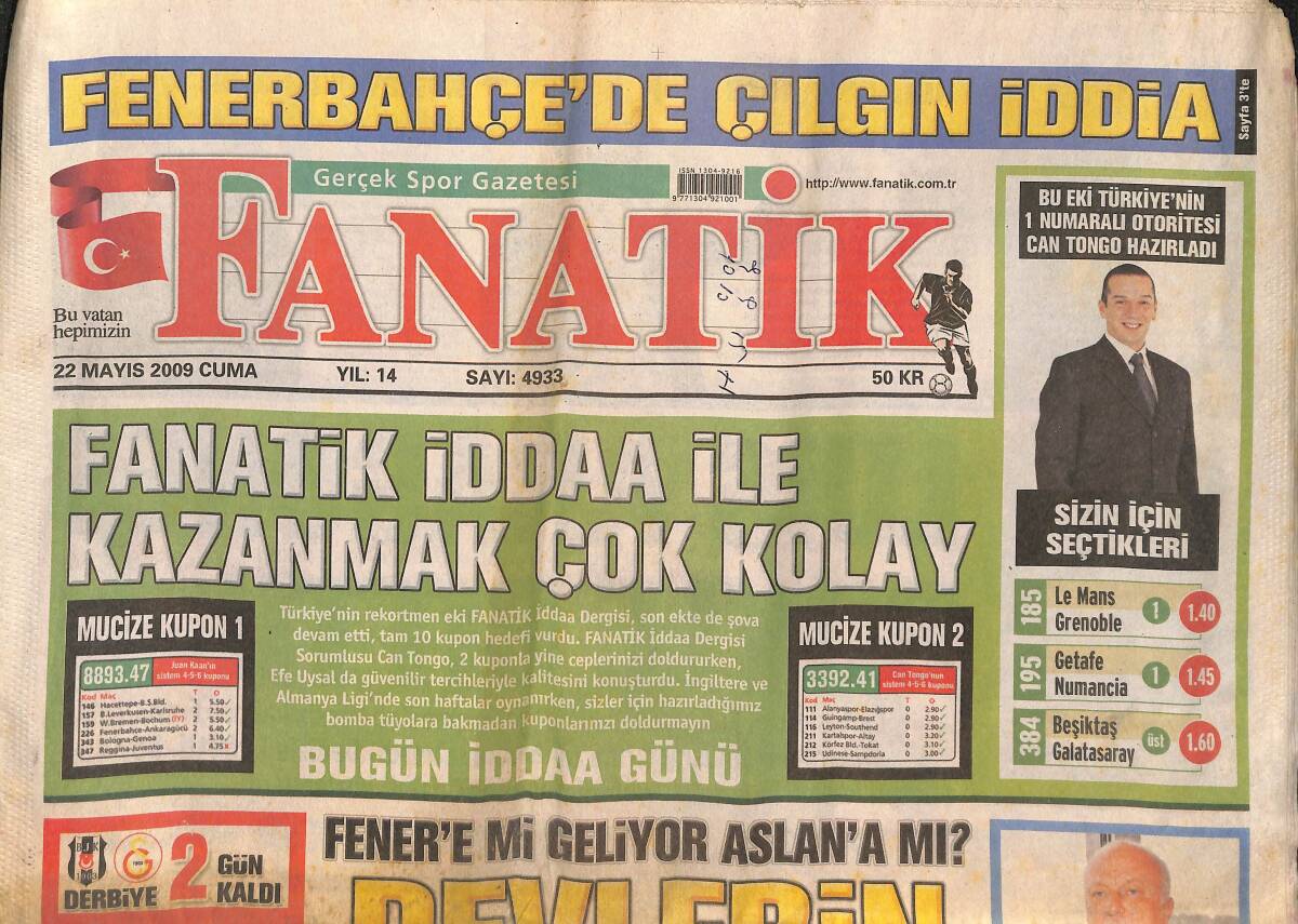 Fanatik Gazetesi 22 Mayıs 2009 - Fener'e Mi Geliyor Aslan'a Mı? - Devlerin Mircea Lucescu Aşkı! GZ137251 - 1