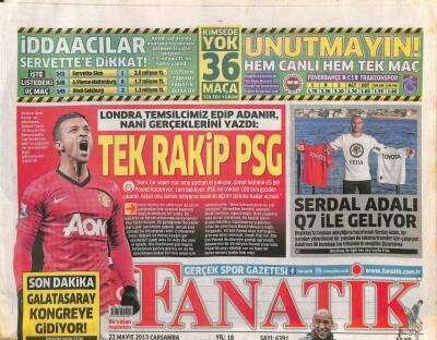Fanatik Gazetesi 22 Mayıs 2013 - Londra Temsilcimiz Edip Adanır,Nani Gerçeklerini Yazdı GZ105438 - 1