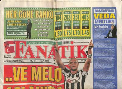 Fanatik Gazetesi 22 Temmuz 2011 - Ve Melo Galatasarayda GZ107621 - 1
