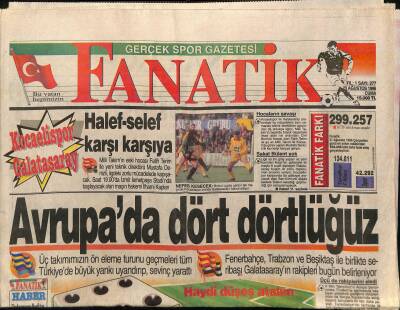 Fanatik Gazetesi 23 Ağustos 1996 - Galatasaraydan Maliyetine Satışlar - Fenerde Yine Saffet Sesleri GZ123131 - 1