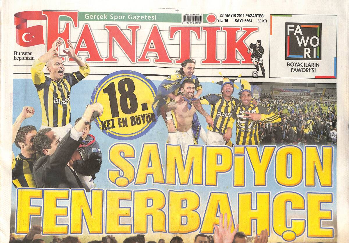 Fanatik Gazetesi 23 Mayıs 2011 - Şampiyon Fenerbahçe! - Aykut Kocaman Efsanesi - Aziz Yıldırım: Ben Fena Oluyorum! GZ137226 - 1