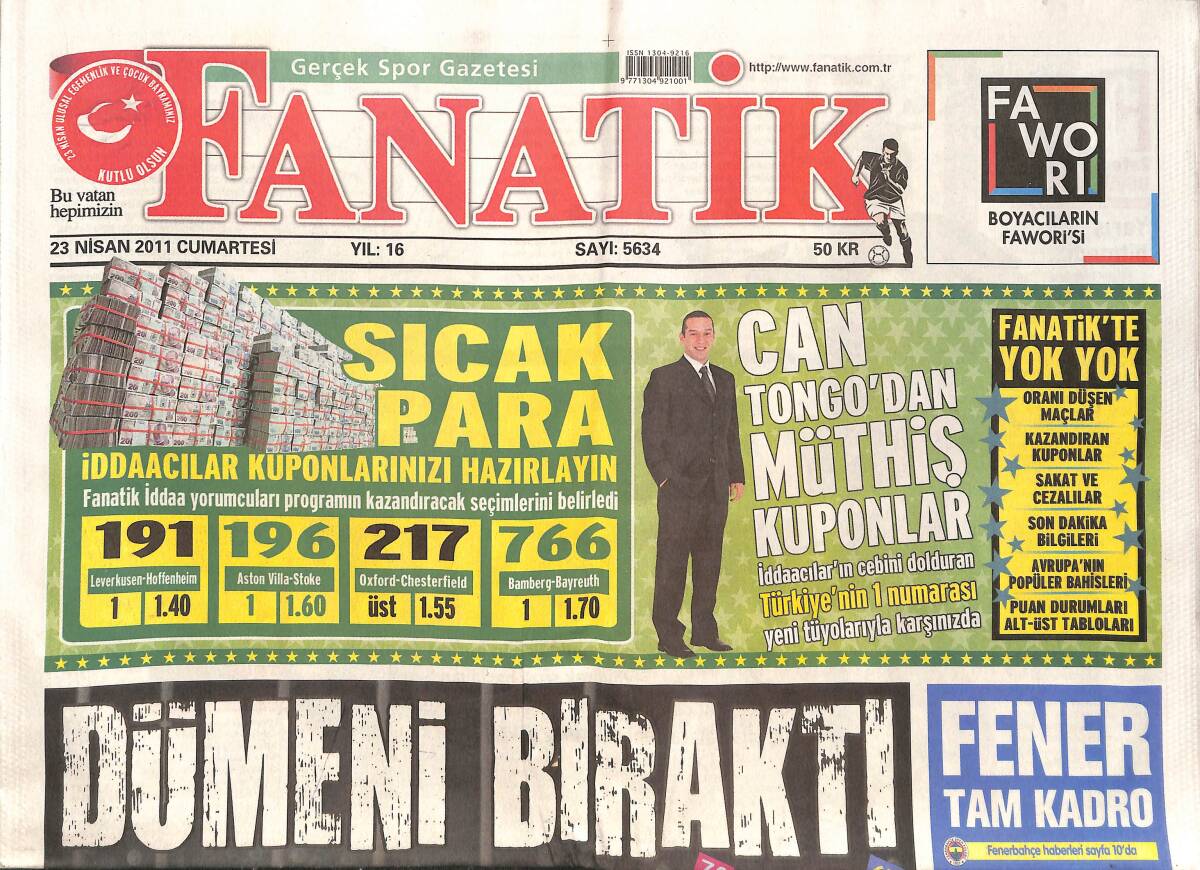 Fanatik Gazetesi 23 Nisan 2011 - Bülent Yıldırım İyi Yönetti - Umut Bulut Çileden Çıkardı! GZ137207 - 1
