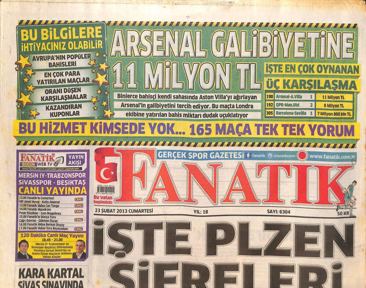 Fanatik Gazetesi 23 Şubat 2013 - Anadolu Efes Tarih Yazdı - Adnan Polat İbra Edildi GZ136133 - 1