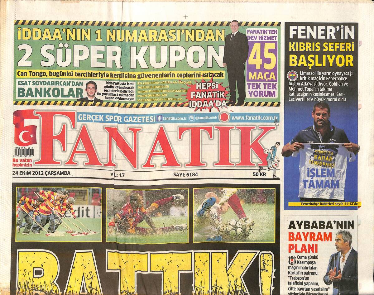 Fanatik Gazetesi 24 Ekim 2012 - Fener'in Kıbrıs Seferi Başlıyor - Melo Style ! GZ159762 - 1