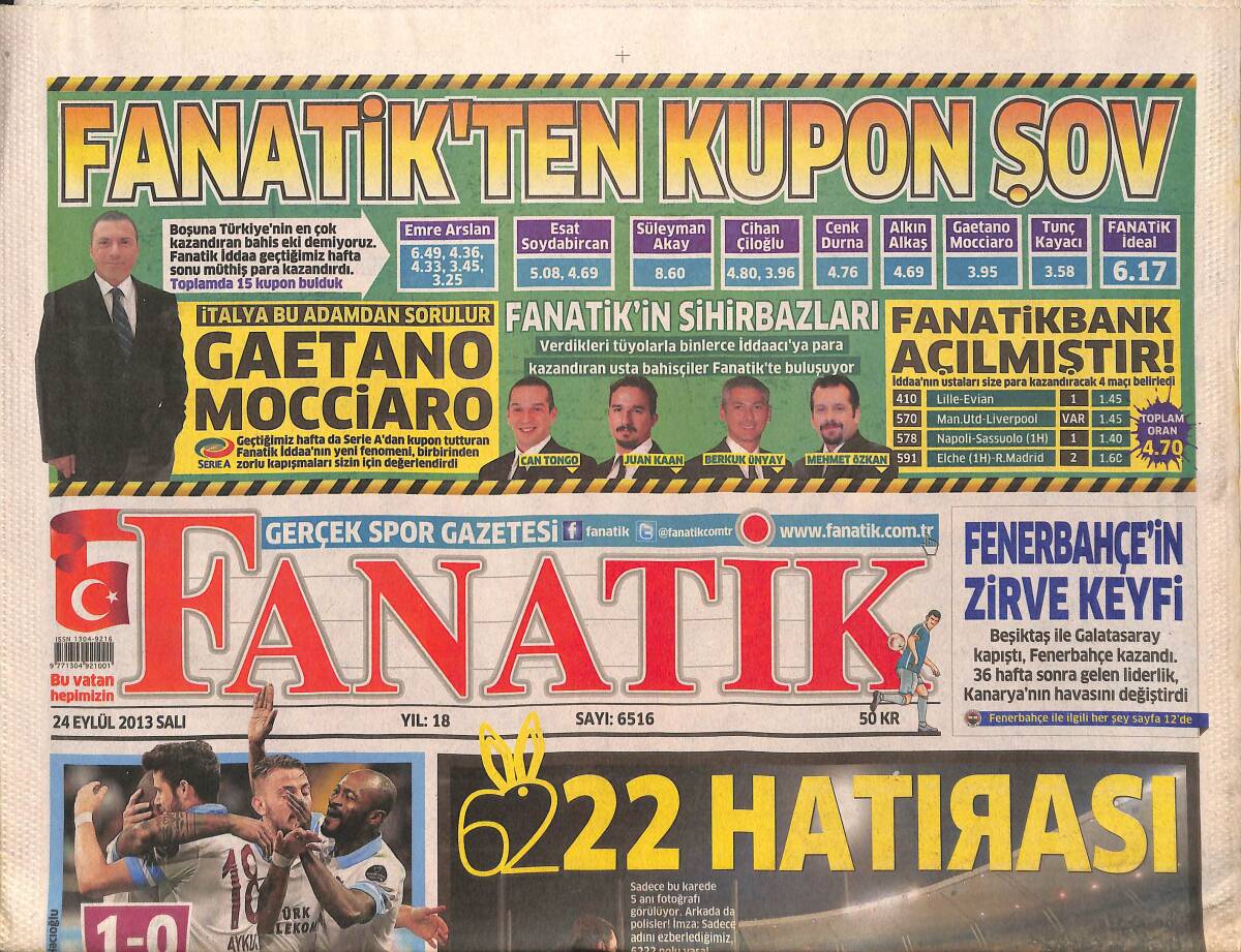 Fanatik Gazetesi 24 Eylül 2013 - Fenerbahçe'de Zirve Keyfi - Galatasaray'a Çare Drogba GZ136140 - 1