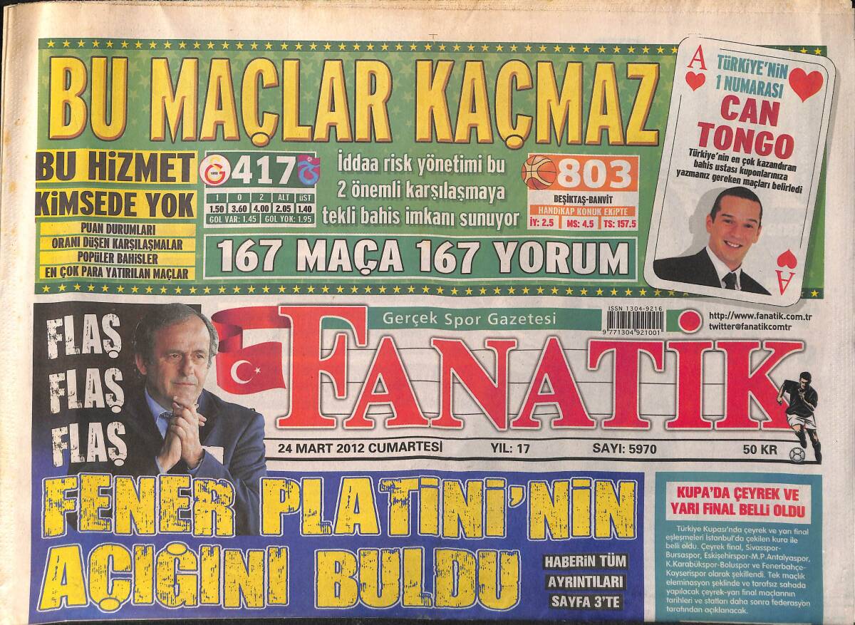 Fanatik Gazetesi 24 Mart 2012 - Elmander Sürprizi - Fener Platini'nin Açığını Buldu GZ153940 - 1