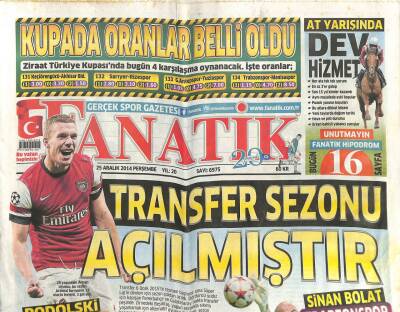 Fanatik Gazetesi 25 Aralık 2014 - Transfer Sezonu Açılmıştır GZ104553 - 1