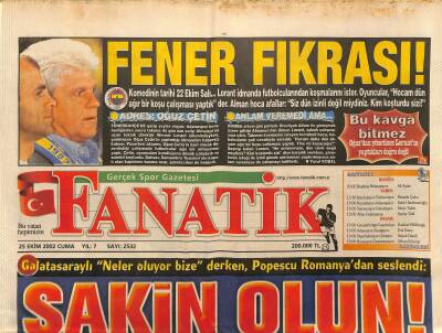 Fanatik Gazetesi 25 Ekim 2002 - Lucescu Önde - Beşiktaş Malatyaya Karşı GZ125836 - 1