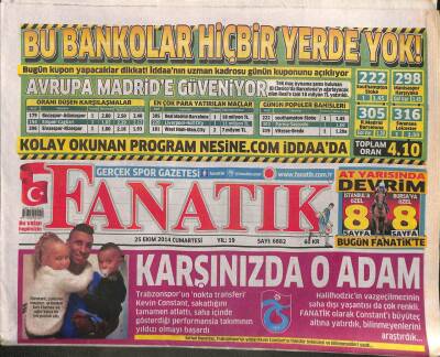 Fanatik Gazetesi 25 Ekim 2014 - Galatasaray Başkanını Seçiyor - Galatasaraylı Futbolcuların Mazereti Var GZ106156 - 1