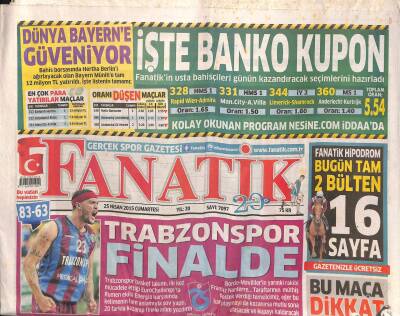 Fanatik Gazetesi 25 Nisan 2015 - Trabzonspor Finalde GZ117248 - 1