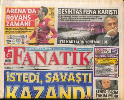 Fanatik Gazetesi 25 Şubat 2013 - Beşiktaş Fena Karıştı - ..Ve Pianigiani İstifa Etti GZ125780 - 1