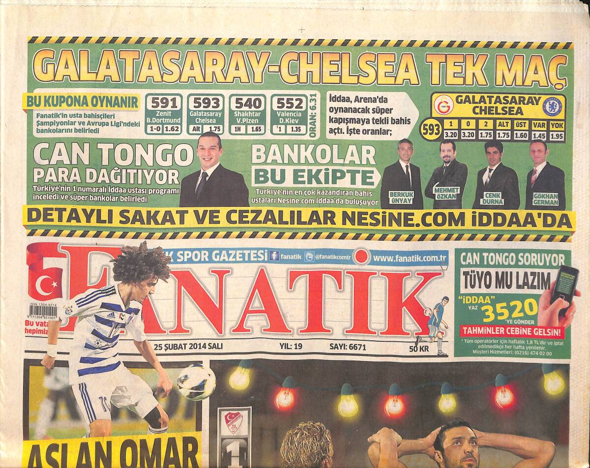 Fanatik Gazetesi 25 Şubat 2014 - Trabzon'un Diouf Aşkı - Semih Kaya Korkuttu GZ159450 - 1