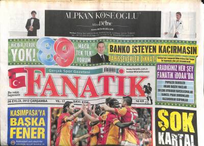 Fanatik Gazetesi 26 Eylül 2012 - Kasımpaşaya Başka Fener, Aslan Gibi GZ107120 - 1