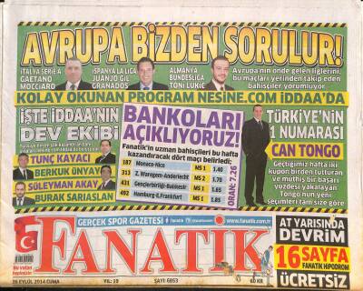 Fanatik Gazetesi 26 Eylül 2014 - Prandelliden Veda Sinyali - Kongre Gölgesinde Sivas Maçı GZ125719 - 1