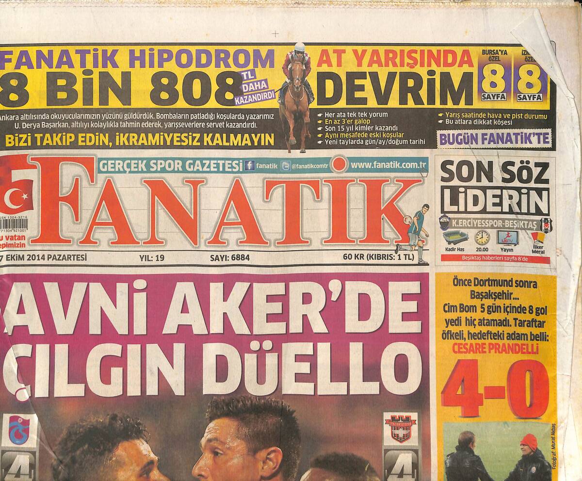 Fanatik Gazetesi 27 Ekim 2014 - Sneijder İsyan Etti - Kadın Basketbolunda Şampiyon Fenerbahçe GZ136120 - 1