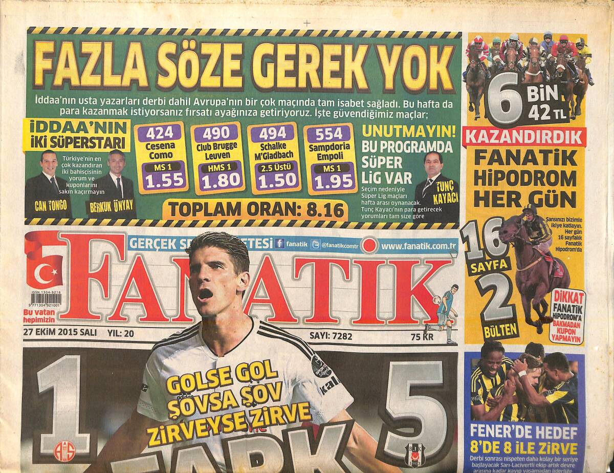 Fanatik Gazetesi 27 Ekim 2015 - Muslera Yine Formunu Buldu - Fener'de Hedef 8'de 8 İle Zirve GZ159400 - 1
