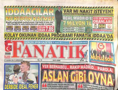 Fanatik Gazetesi 27 Kasım 2013 - Aslan Gibi Oyna GZ104542 - 1