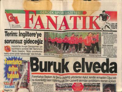 Fanatik Gazetesi 27 Mayıs 1996 - Terim İngiltereye Sorunsuz Gideceğiz - Şenol Güneşe Milli Görev GZ122974 - 1