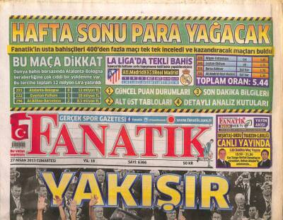 Fanatik Gazetesi 27 Nisan 2013 - Oynadığı Futbol , Zirveye Çıkan Takım Ruhu Ve Fenerbahçenin Amsterdam Yürüyüşü... GZ106256 - 1
