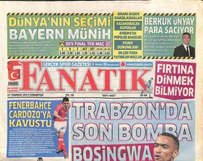 Fanatik Gazetesi 27 Temmuz 2013 - Trabzonda Son Bomba Bosingwa GZ105437 - 1