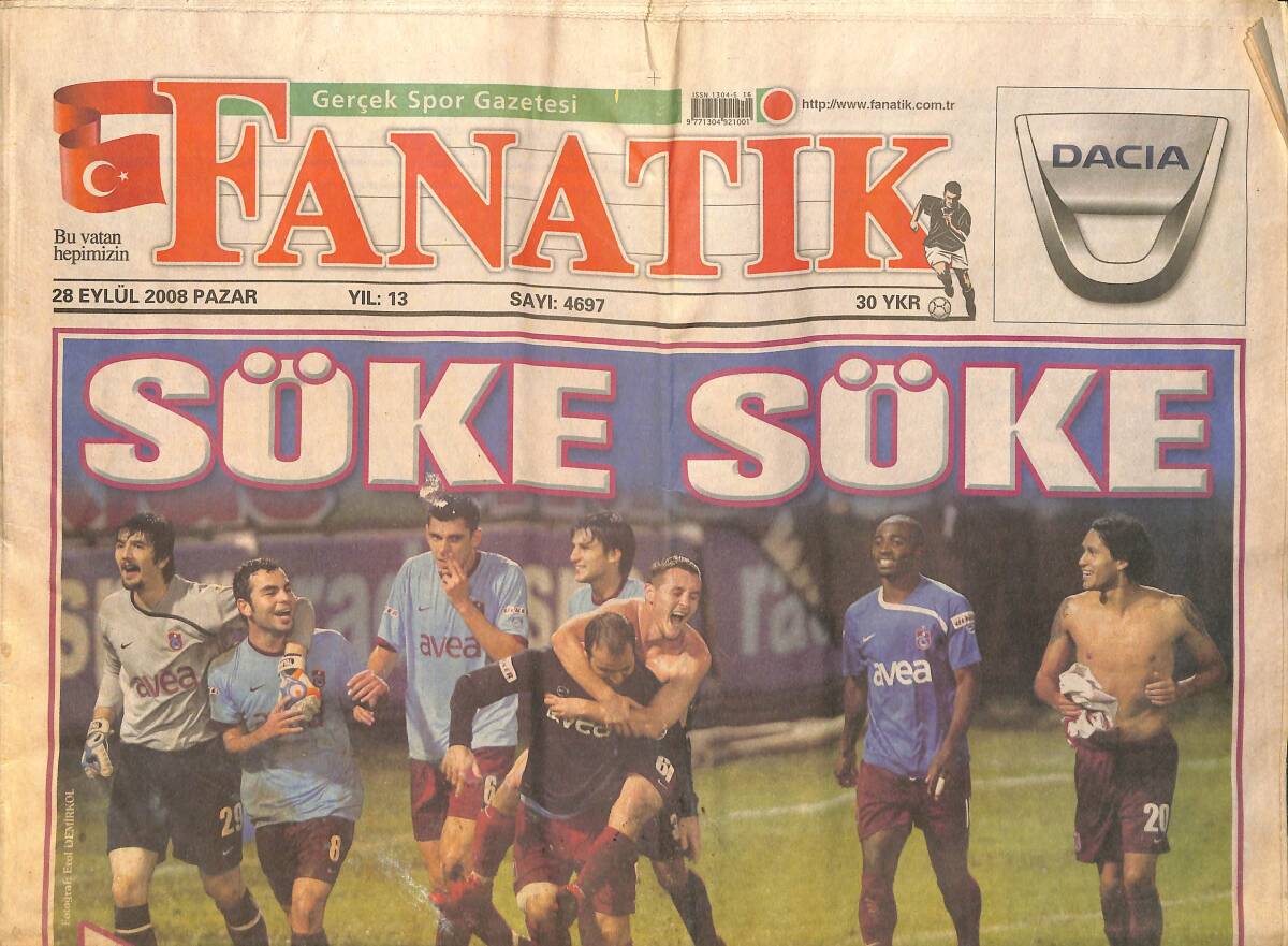 Fanatik Gazetesi 28 Eylül 2008 - Beşiktaş'a Yıldırım Düştü - Ersun Yanal ''Yattara Kendini Bitirdi'' GZ159423 - 1