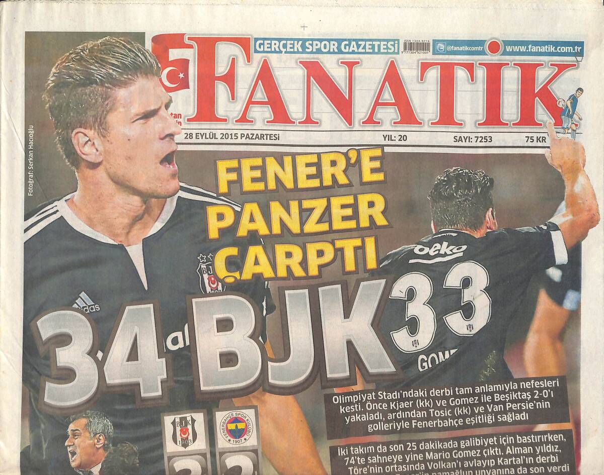 Fanatik Gazetesi 28 Eylül 2015 - Galatasaray'da Bayram Bitmez - Fener'e Panzer Çarptı GZ159445 - 1