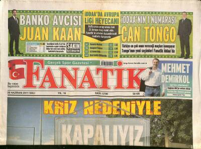 Fanatik Gazetesi 28 Haziran 2011 - Beşiktaşta Bosingwa İçin Geri Sayım Sürüyor - Baroni Rest Çekti GZ124488 - 1