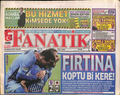 Fanatik Gazetesi 28 Nisan 2013 - Rizede Tarihi Gün - İşte Fatih Terimin Sneijder Kararı GZ106254 - 1