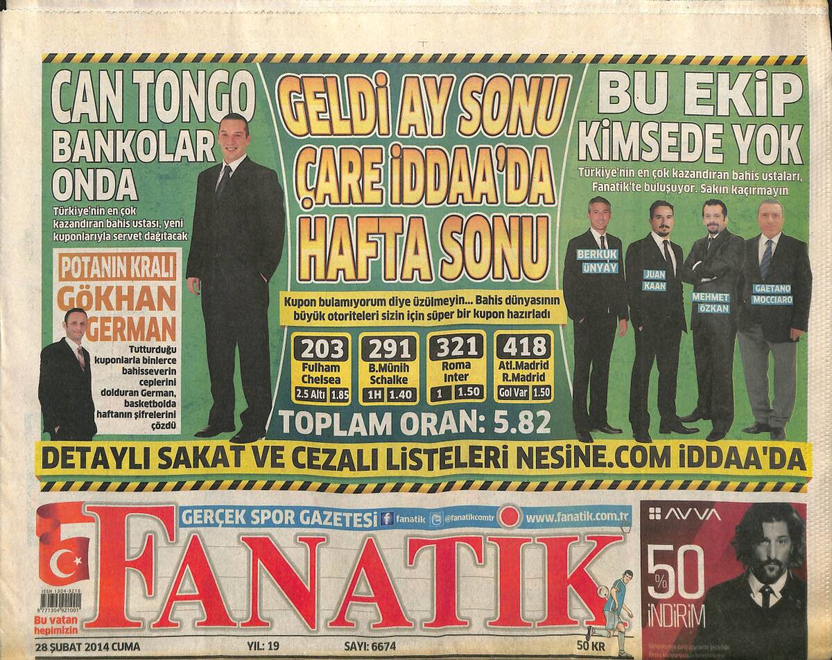 Fanatik Gazetesi 28 Şubat 2014 - Trabzon Avni Aker'de Juventus'a Karşı Çaresiz Kaldı - İyi Ki Varsın Galatasaray GZ155299 - 1