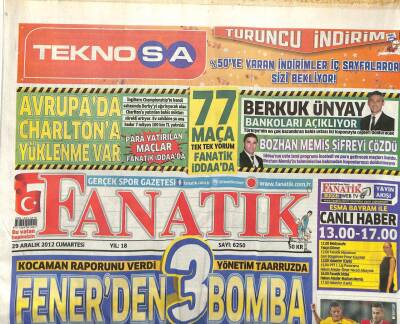Fanatik Gazetesi 29 Aralık 2012 - Fenerbahçeden 3 Bomba GZ107622 - 1