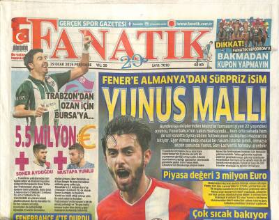 Fanatik Gazetesi 29 Ocak 2015 - Konyada Khalifa İddiası - Madride Dünya Harikası Stat GZ105412 - 1