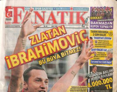 Fanatik Gazetesi 3 Ağustos 2015 - Trabzona Yeni 1 Numara ESTEBAN - Gomezin Beşiktaştaki En Büyük Hayali... GZ106154 - 1