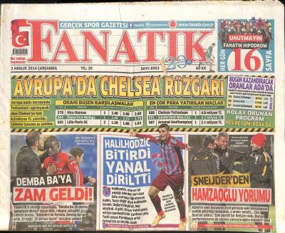 Fanatik Gazetesi 3 Aralık 2014 - Halilhodziç Bitirdi Yanal Diriltti - Sneijderden Hamzaoğlu Yorumu GZ125706 - 1