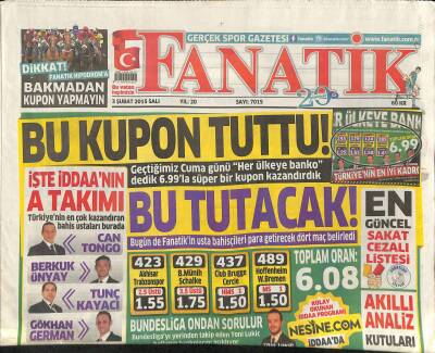 Fanatik Gazetesi 3 Şubat 2015 - Musleranın Sırları - Trabzondan Son Dakika Sürprizi GZ124513 - 1