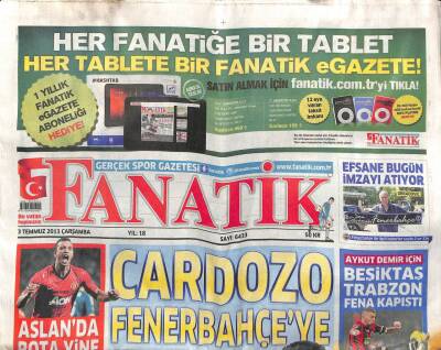 Fanatik Gazetesi 3 Temmuz 2013 - Cardozo Fenerbahçeye GZ104550 - 1
