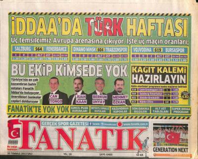 Fanatik Gazetesi 30 Temmuz 2013 - Kartal Adebayora Uçuyor - Akyazıya Hız Verildi GZ106147 - 1