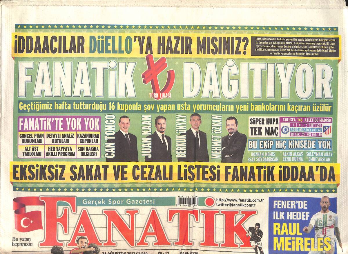 Fanatik Gazetesi 31 Ağustos 2012 - Galatasaray , Şampiyonlar Ligi'nde Mükemmele Yakın Bir Kura Çekti... GZ159455 - 1