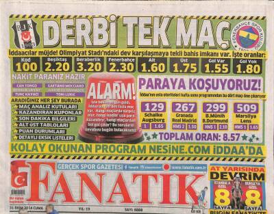 Fanatik Gazetesi 31 Ekim 2014 - Bilicten İsmail Kartala - Floryada Semih&Melo Şoku GZ106167 - 1