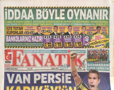 Fanatik Gazetesi 31 Mart 2015 - Van Persie Kadıköyün Yeni Kralı - İşte Ozan Tufanın Fiyatı GZ124447 - 1