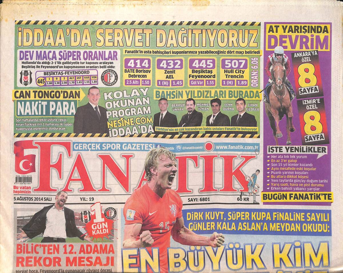 Fanatik Gazetesi 5 Ağustos 2014 - Bilic'ten 12. Adama Rekor Mesajı - Prandelli : Farkı Göreceksiniz GZ159467 - 1