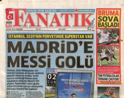 Fanatik Gazetesi 5 Eylül 2013 - Arjantine 600 Kişilik Olimpiyat Çıkarması GZ116625 - 1